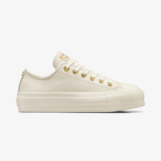 Converse Chuck Taylor All Star Lift Kadın Krem Deri Platform Sneaker
