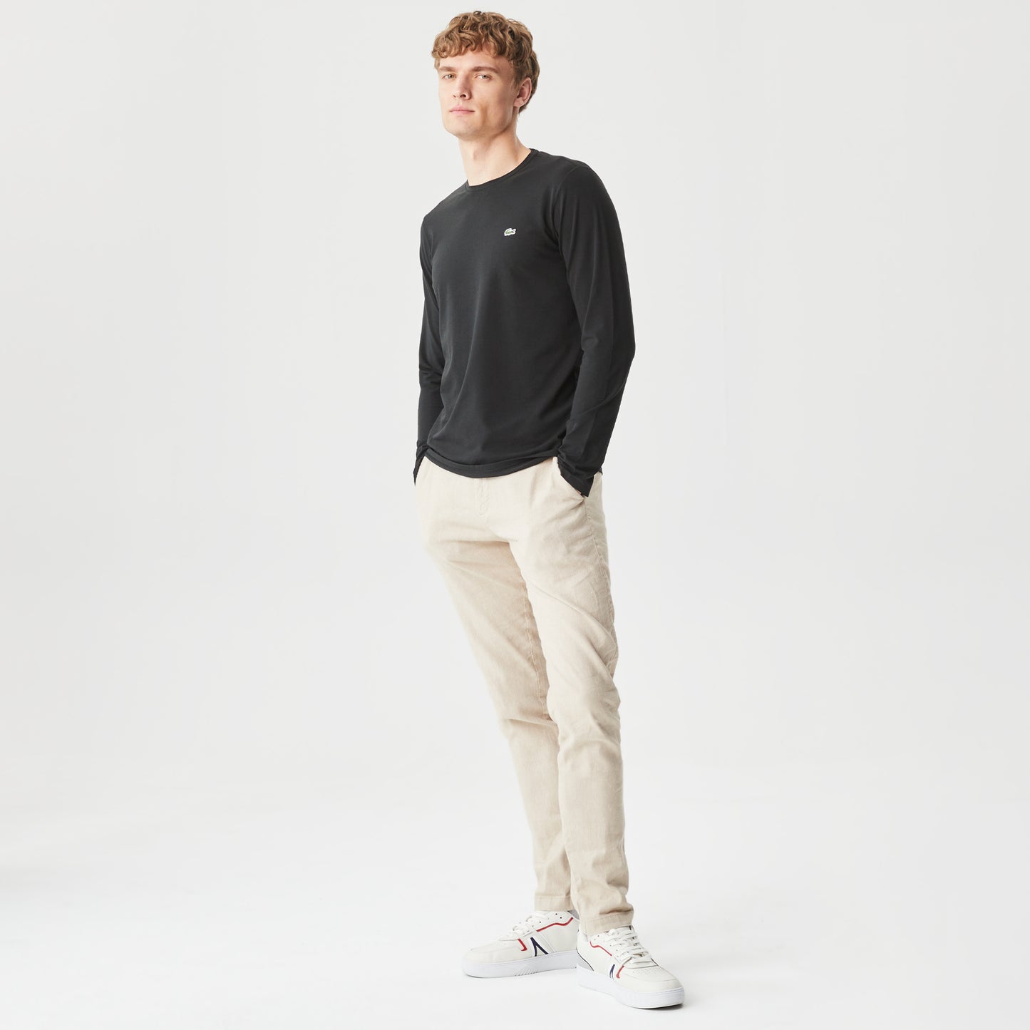 Lacoste Erkek Regular Fit Uzun Kollu Bisiklet Yaka Siyah T-shirt