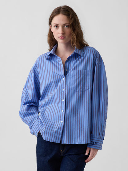 Mavi Oversized Poplin Gömlek