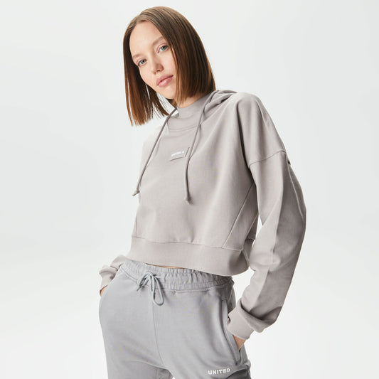 United4 Classic Kadın Gri Hoodie