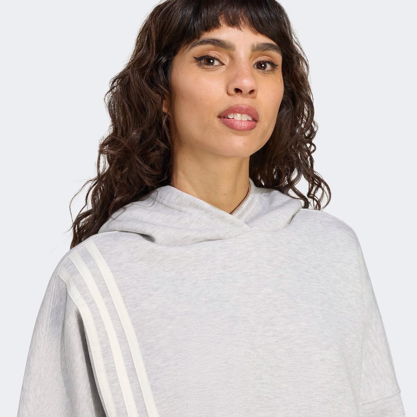 Adidas 3 Stripes Kadın Gri Hoodie