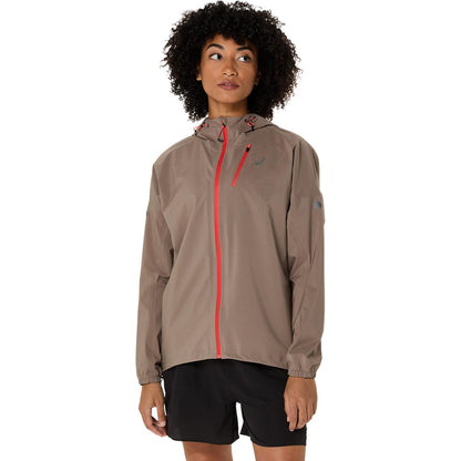 Asics Fujitrail Elite Waterproof kadın Kahverengi Koşu Ceketi