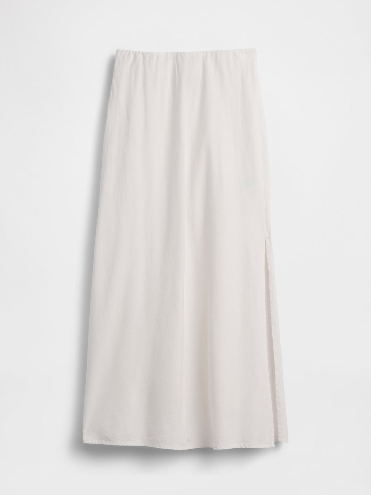 Beyaz Keten Karışımı Maxi Slip Etek