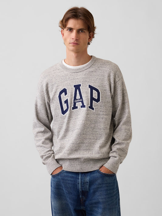 Gri Relaxed Gap Logo Intarsia Kazak