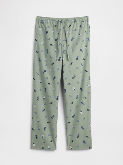 Yeşil Relaxed Poplin Pijama Altı