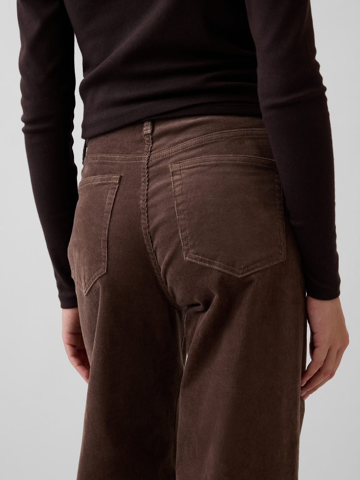 Kahverengi High Rise Kadife Stride Wide-leg Pantolon