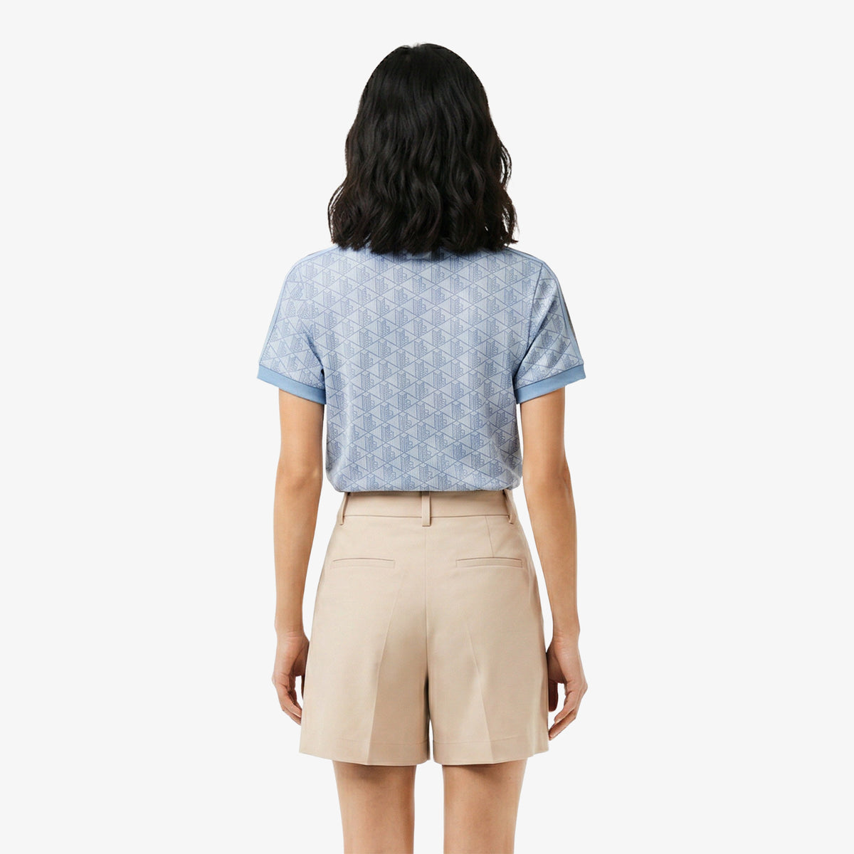 Lacoste Slim Fit Monogram Kadın Mavi T-shirt