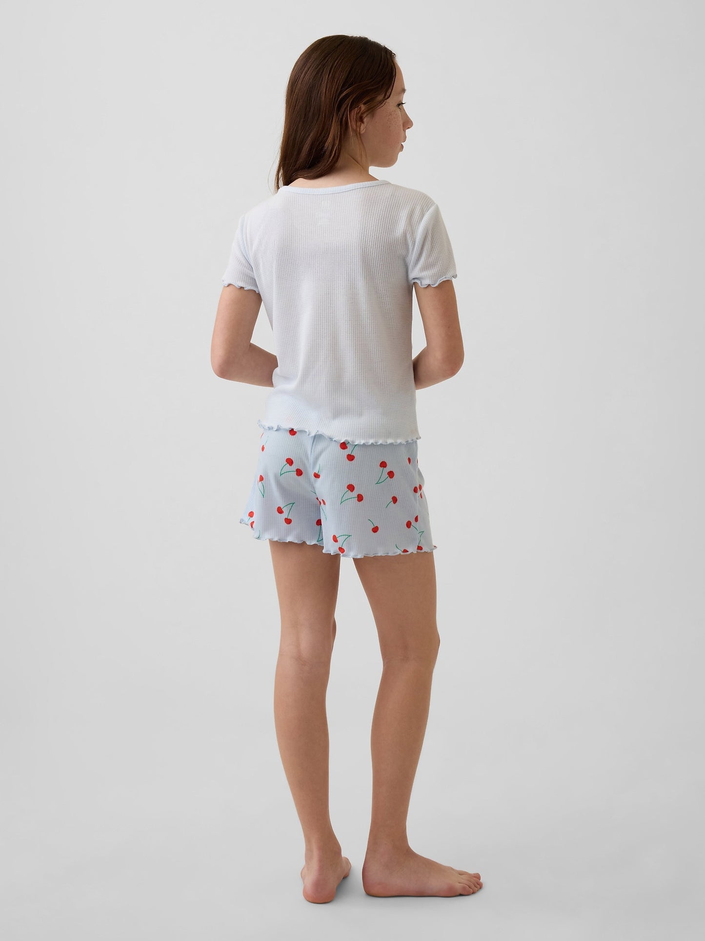 Mavi Recycle Fitilli Şort Pijama Takımı