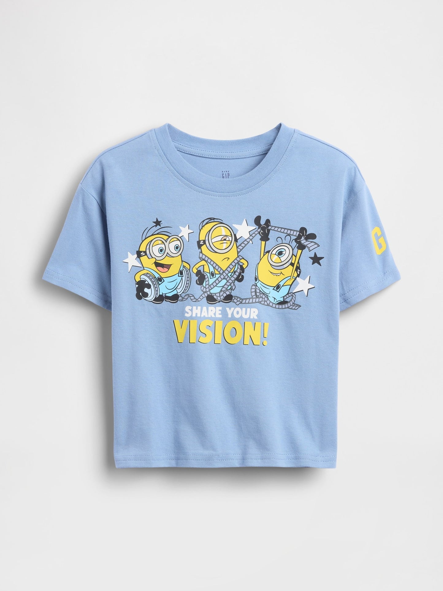 Açık Mavi Minions Oversized Grafik Baskılı T-shirt