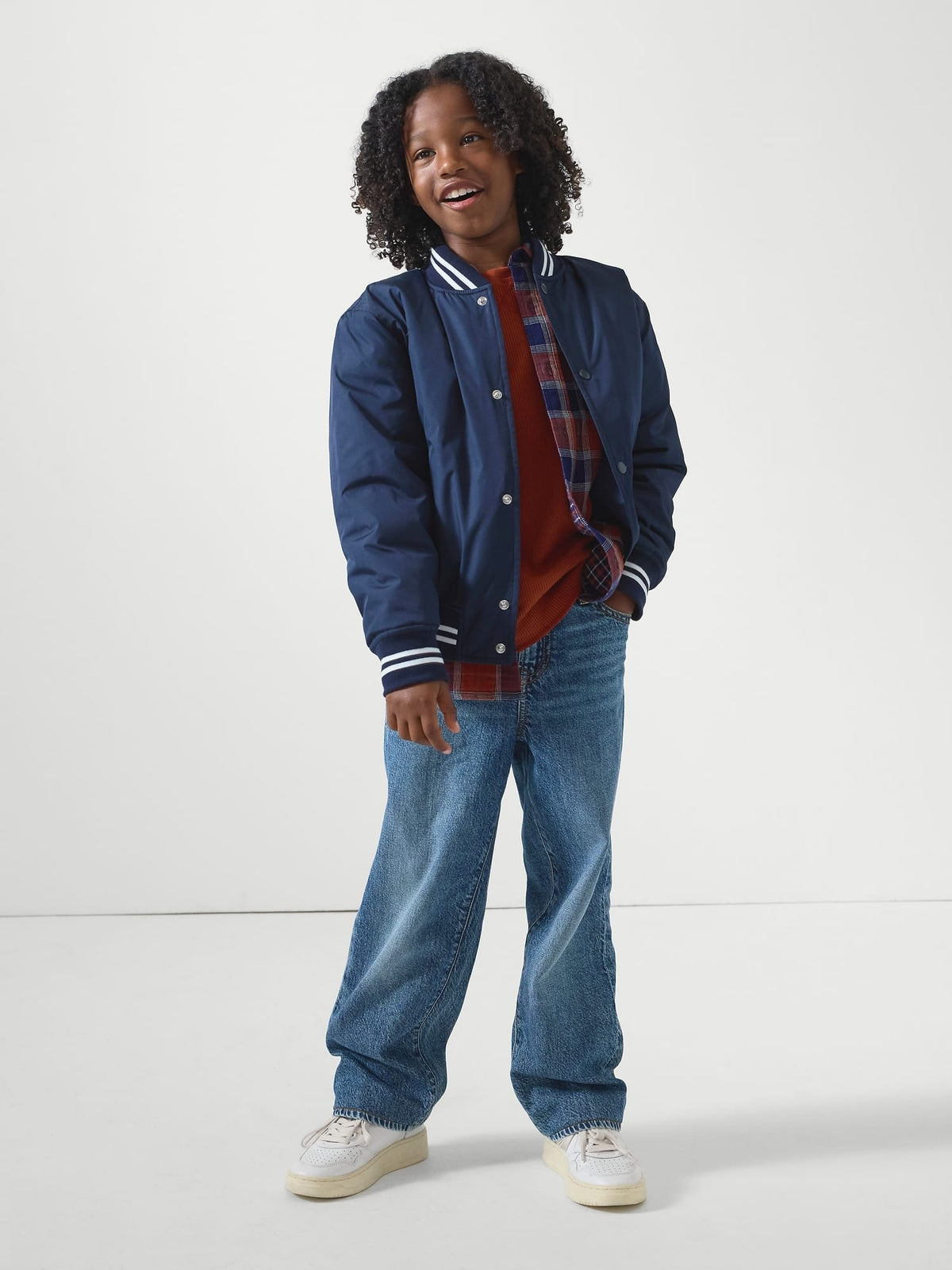 Lacivert Relaxed Varsity Ceket