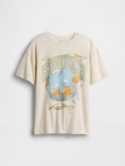 Kırık Beyaz Care Bears Grafik Baskılı Tunik T-shirt