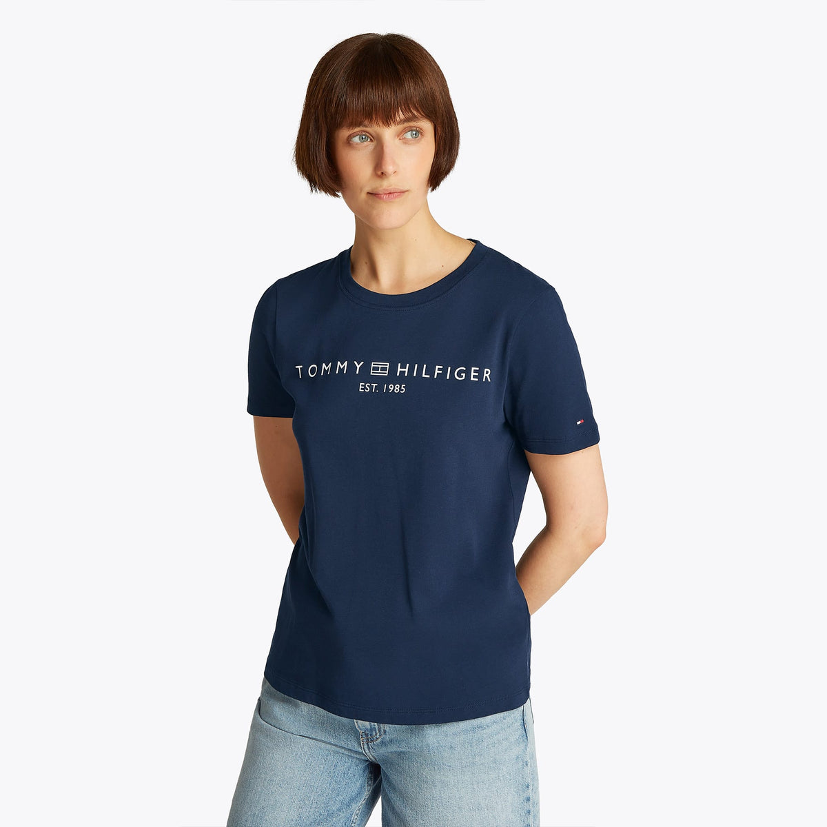 Tommy Hilfiger Corp Logo Kadın Lacivert T-shirt