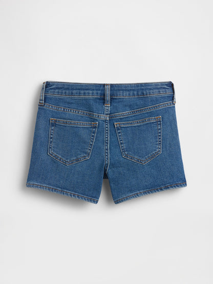 Mavi High Rise Işlemeli Denim Şort