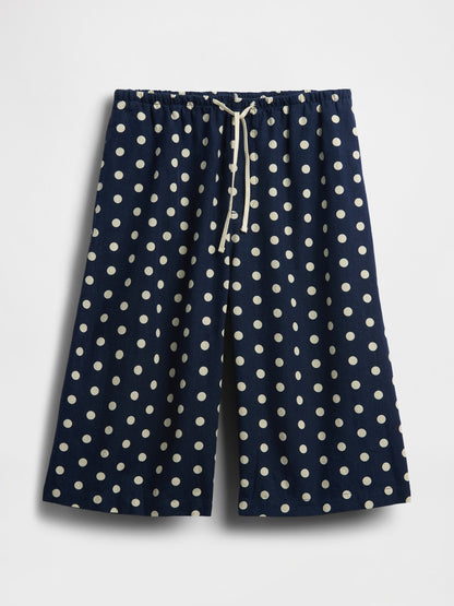 Lacivert Keten Karışımlı Relaxed Easy Culotte Pantolon
