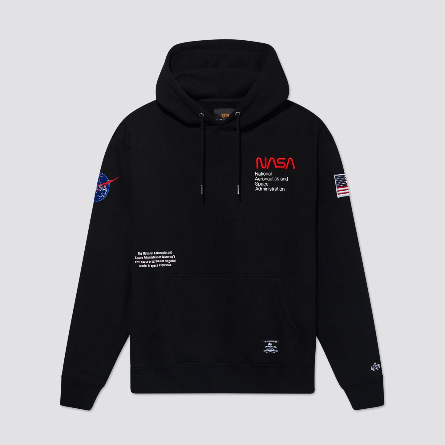 Alpha Industries Nasa Erkek Siyah Hoodie
