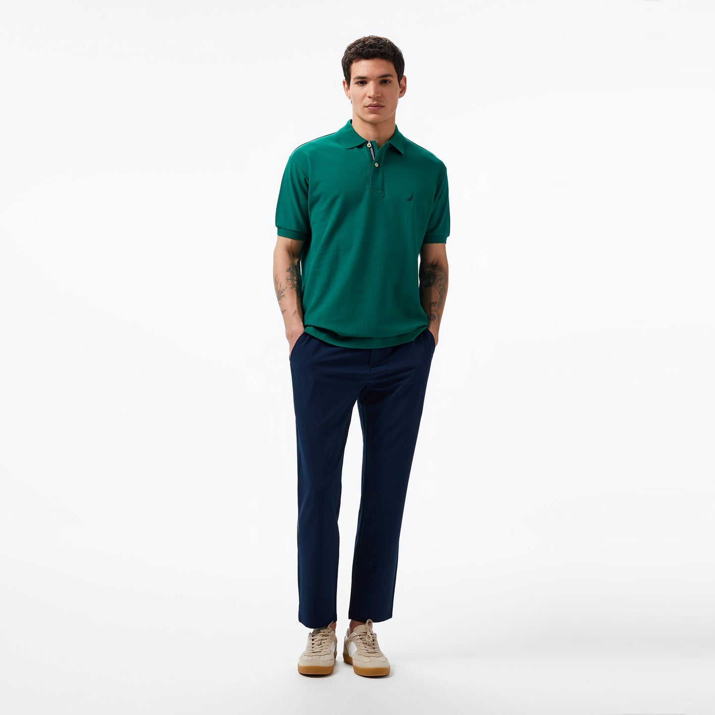 Nautica Erkek Yeşil Classic Fit Kısa Kollu Polo Yaka T-shirt