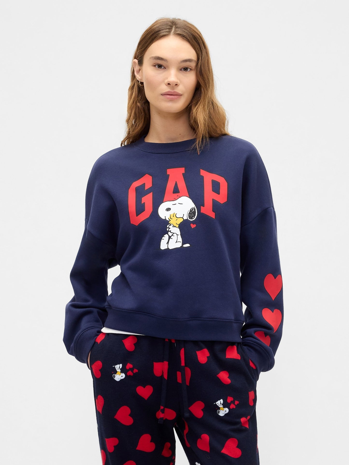 Lacivert Peanuts Oversized Wedge Gap Logo Sweatshirt