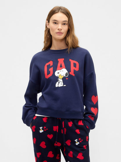 Lacivert Peanuts Oversized Wedge Gap Logo Sweatshirt