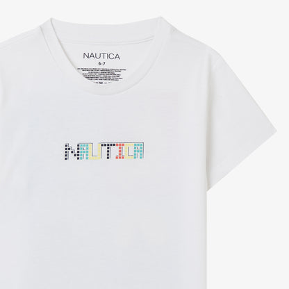 Nautica Erkek Çocuk Beyaz Regular Fit Baskılı T-shirt