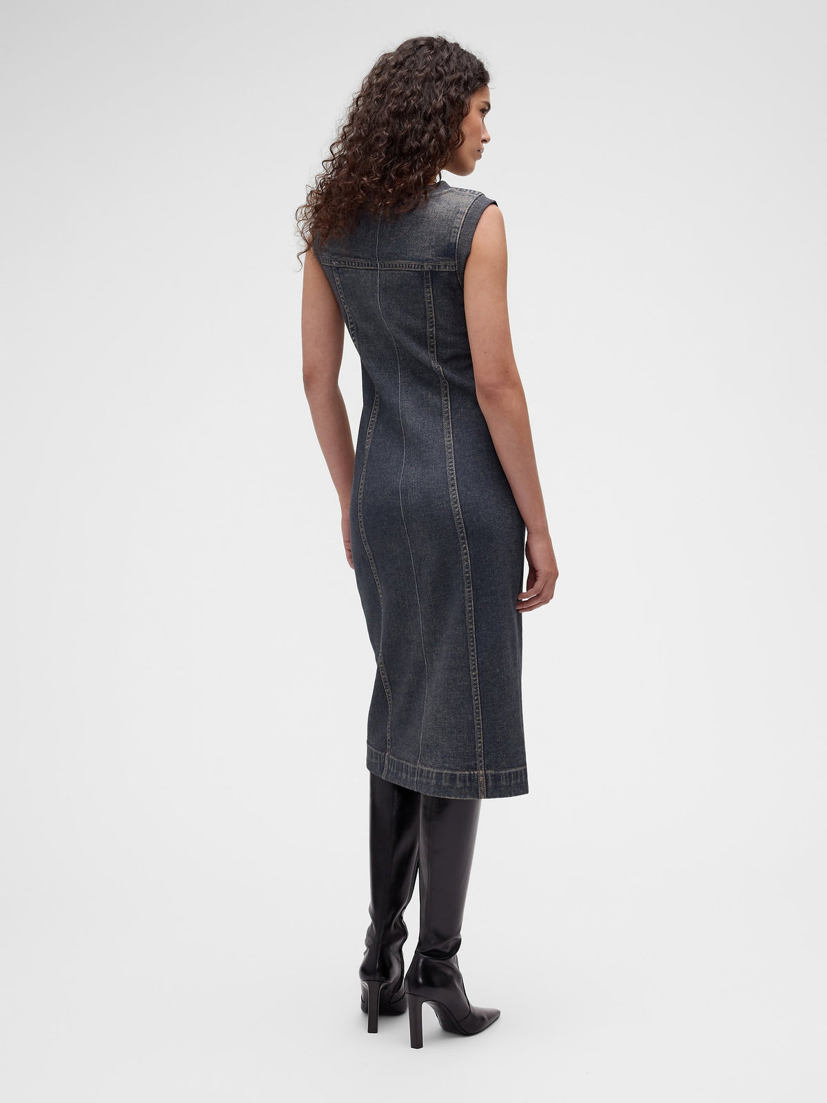 Koyu Mavi Gapstudio Baskılı Denim Terry Elbise