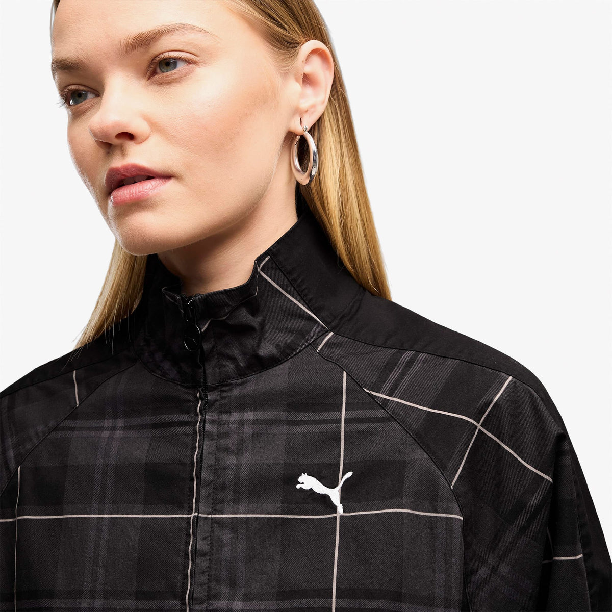 Puma T7 Tartan Woven Kadın Siyah Ceket