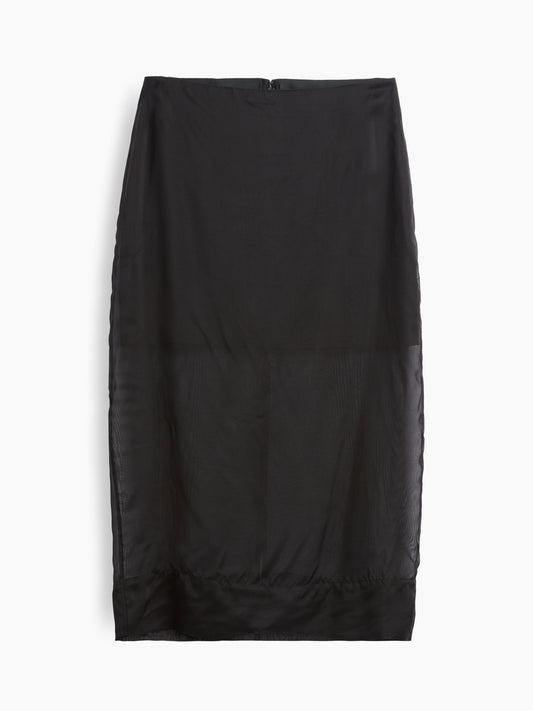 Siyah Şeffaf Organza Maxi Etek