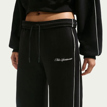 Nike W Nk Stdo Flc Mw Mr Scallop Wl Kadın Siyah Pantolon