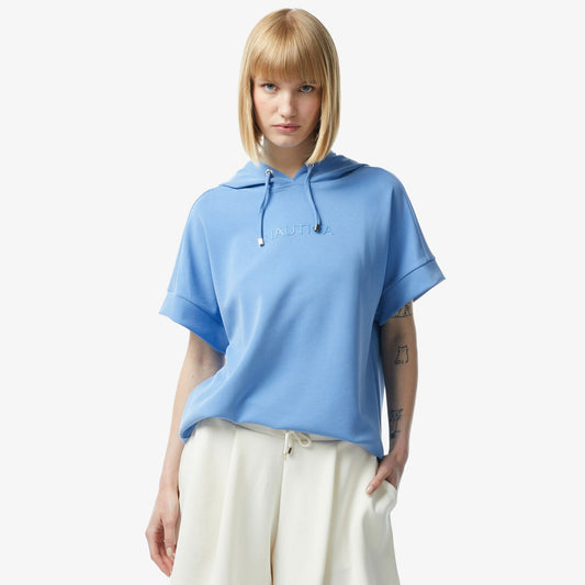 Nautica Kadın Mavi Relaxed Fit Kapüşonlu Sweatshirt