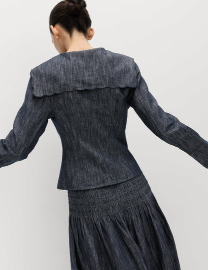 Keten Karışımlı Denim Gömlek