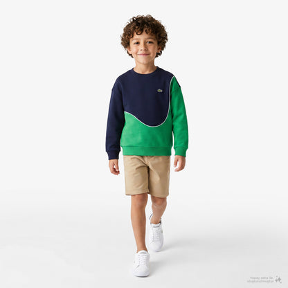 Lacoste Colour Block Fleece Çocuk Lacivert/yeşil Sweatshirt