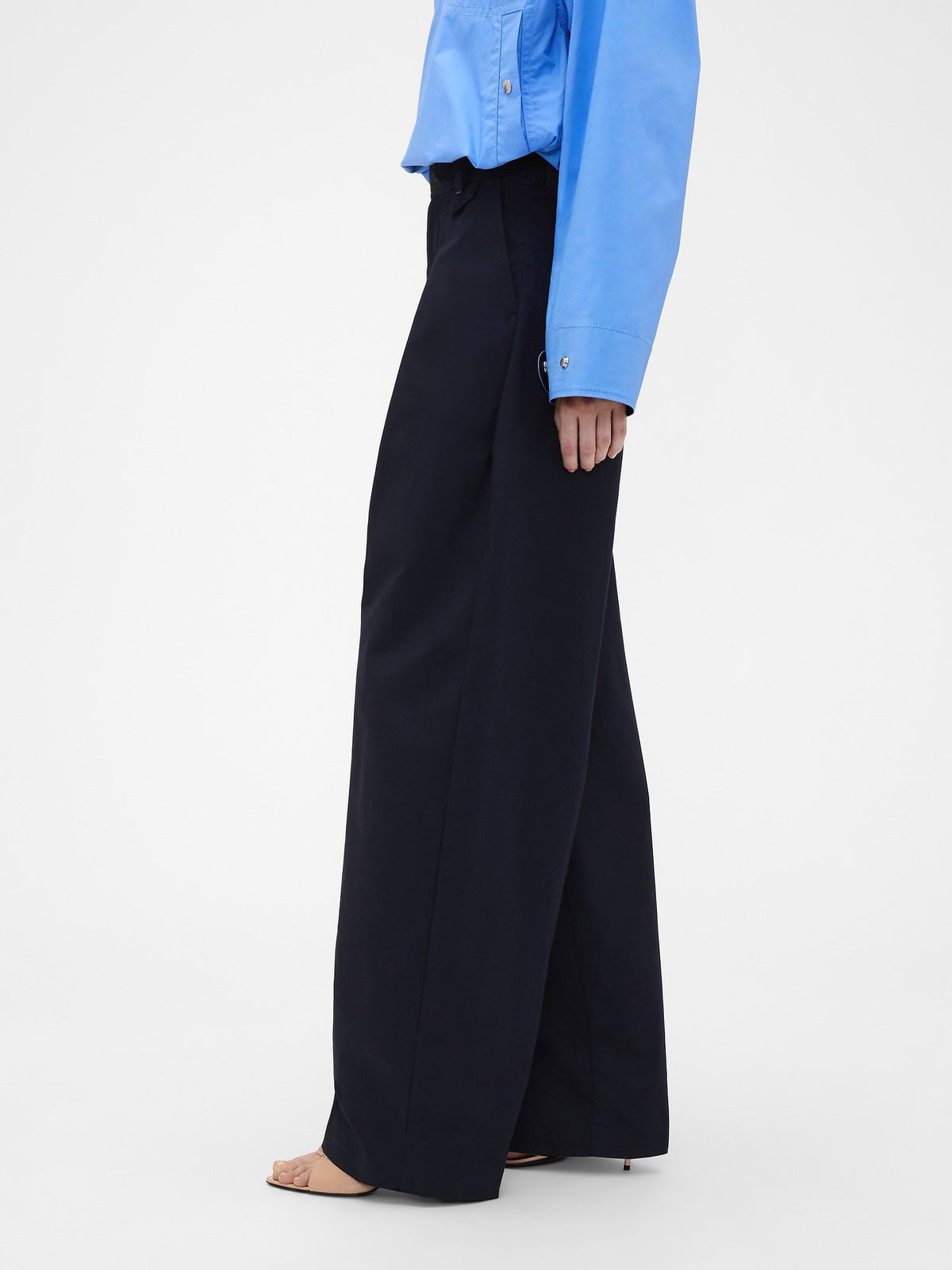Lacivert Gap × Victoria Beckham High Rise Pileli Arc Pantolon