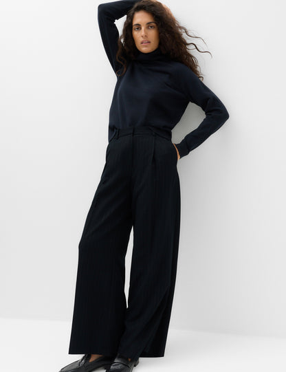 Çizgili Wide Leg Pantolon