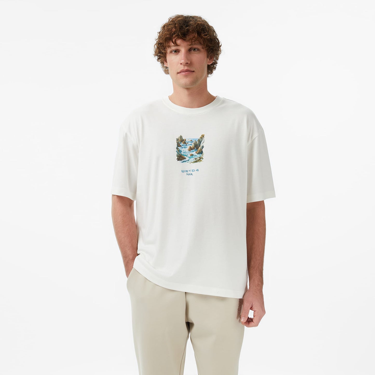 United4 Regular Fit Erkek Bej T-shirt