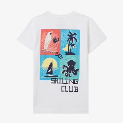 Nautica Erkek Çocuk Beyaz Regular Fit Baskılı T-shirt