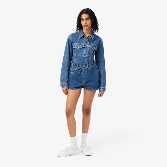 Lacoste Kadın Wide Leg Denim Lacivert Şort