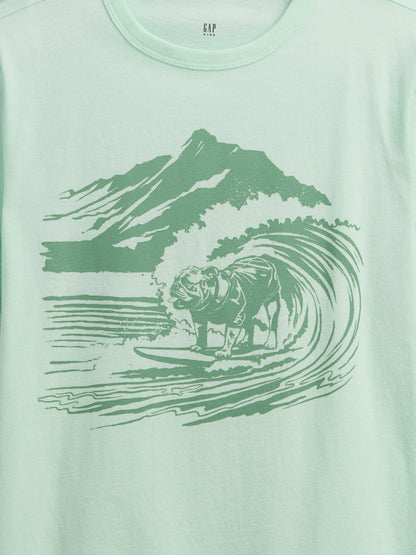 Yeşil Grafik Baskılı T-shirt (2’li)