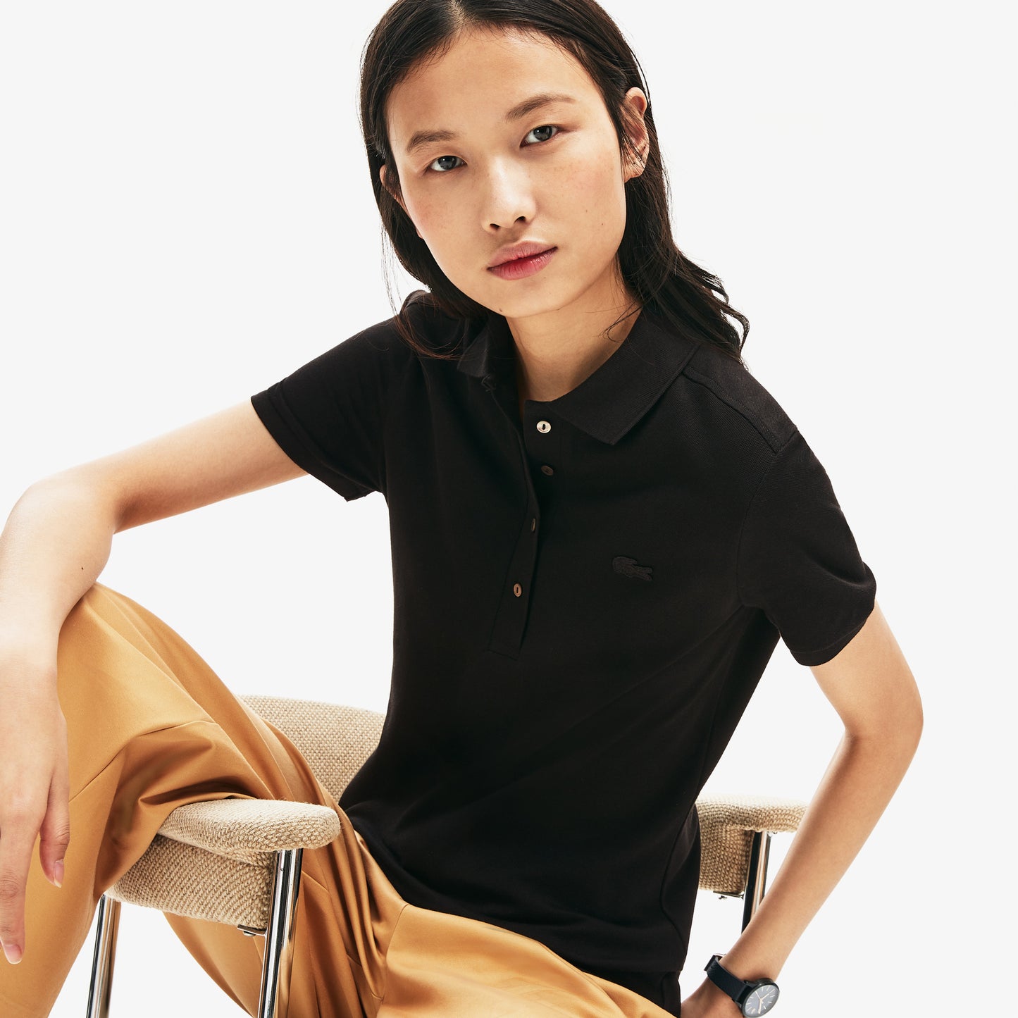 Lacoste L.12.d Kadın Slim Fit Siyah Polo