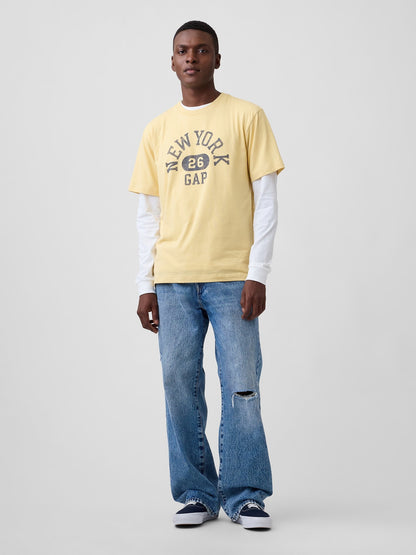 Sarı Everyday Soft Relaxed Grafik T-shirt