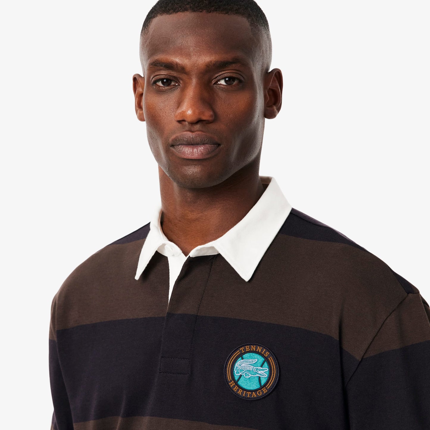 Lacoste Erkek Relaxed Fit Çizgili Koyu Mavi Rugby Polo