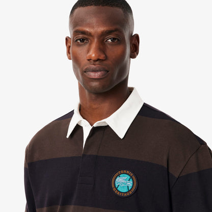 Lacoste Erkek Relaxed Fit Çizgili Koyu Mavi Rugby Polo