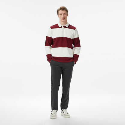 Nautica Erkek Bordo Regular Fit Uzun Kollu Çizgili Polo Yaka T-shirt