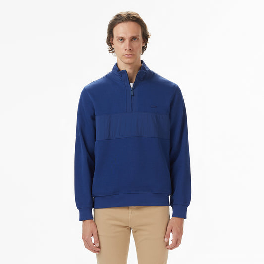 Lacoste Erkek Yarım Fermuarlı Renk Bloklu Lacivert Sweatshirt