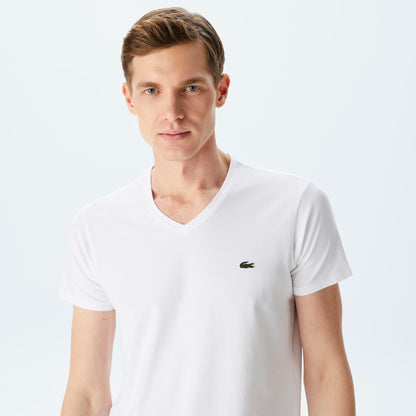 Lacoste Erkek Slim Fit V Yaka Beyaz T-shirt