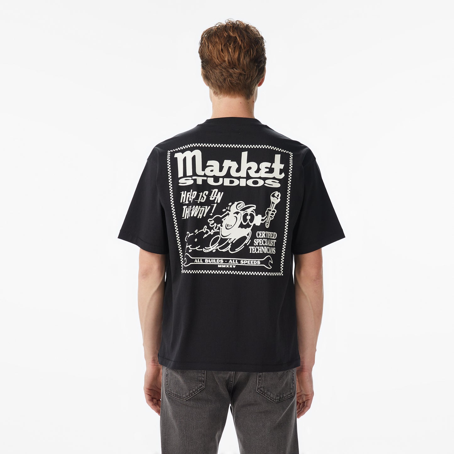 Market Speed And Quality Erkek Siyah T-shirt