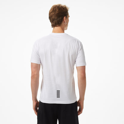 Ea7 Erkek Beyaz Bisiklet Yaka T-shirt