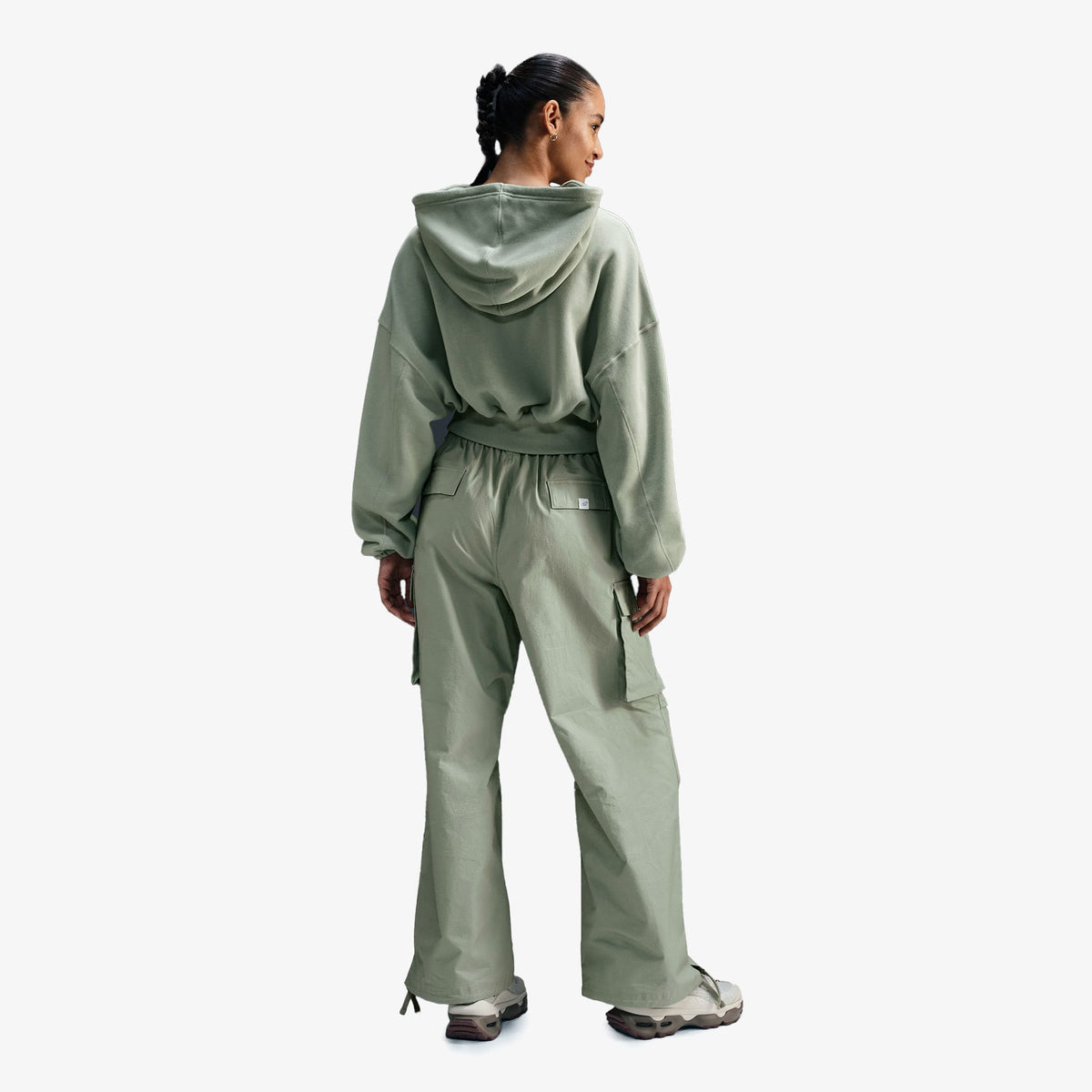 Nike Oversized Sportswear Fleece Cropped Kadın Yeşil Günlük Sweatshirt