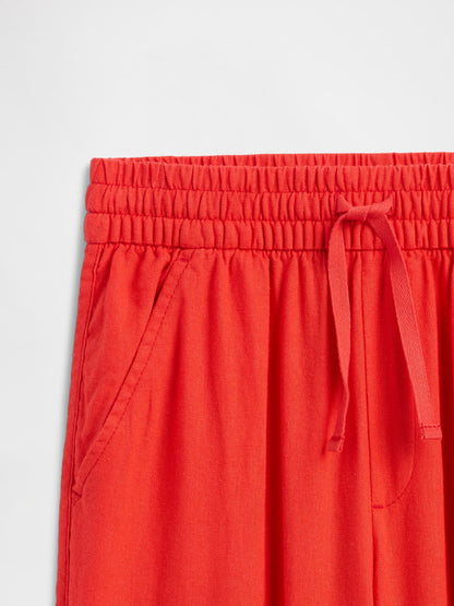 Kırmızı Pull-on Keten Karışımlı Pantolon