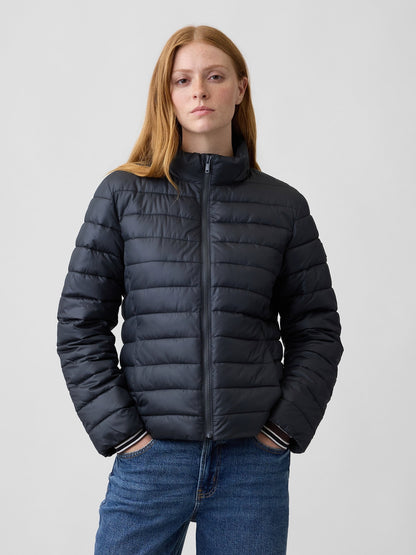 Siyah Relaxed Puffer Şişme Mont