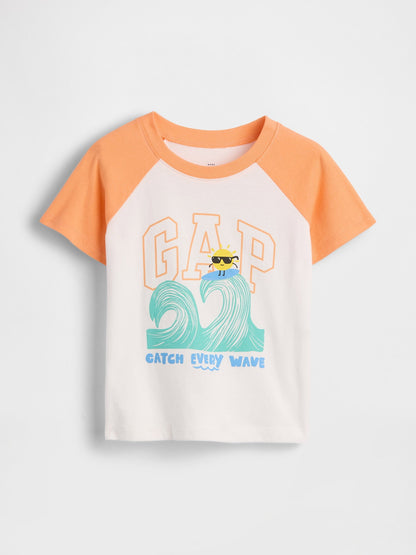 Turuncu Colorblock Grafik Baskılı T-shirt