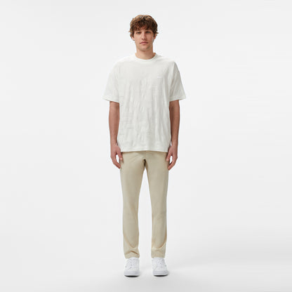 Lacoste Erkek Bisiklet Yaka Desenli Beyaz T-shirt